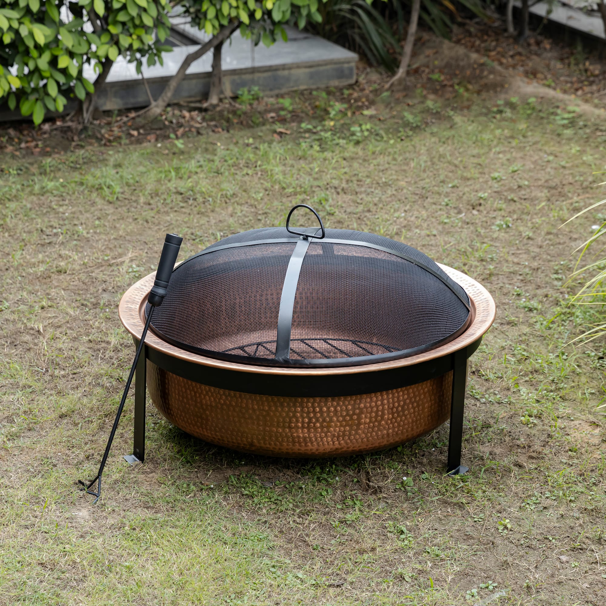 29.5 Inch Copper Fuoco Metal Kansa Large Outdoor Firepit 29.5 Inch Copper Fuoco Metal Kansa Large Outdoor Firepit