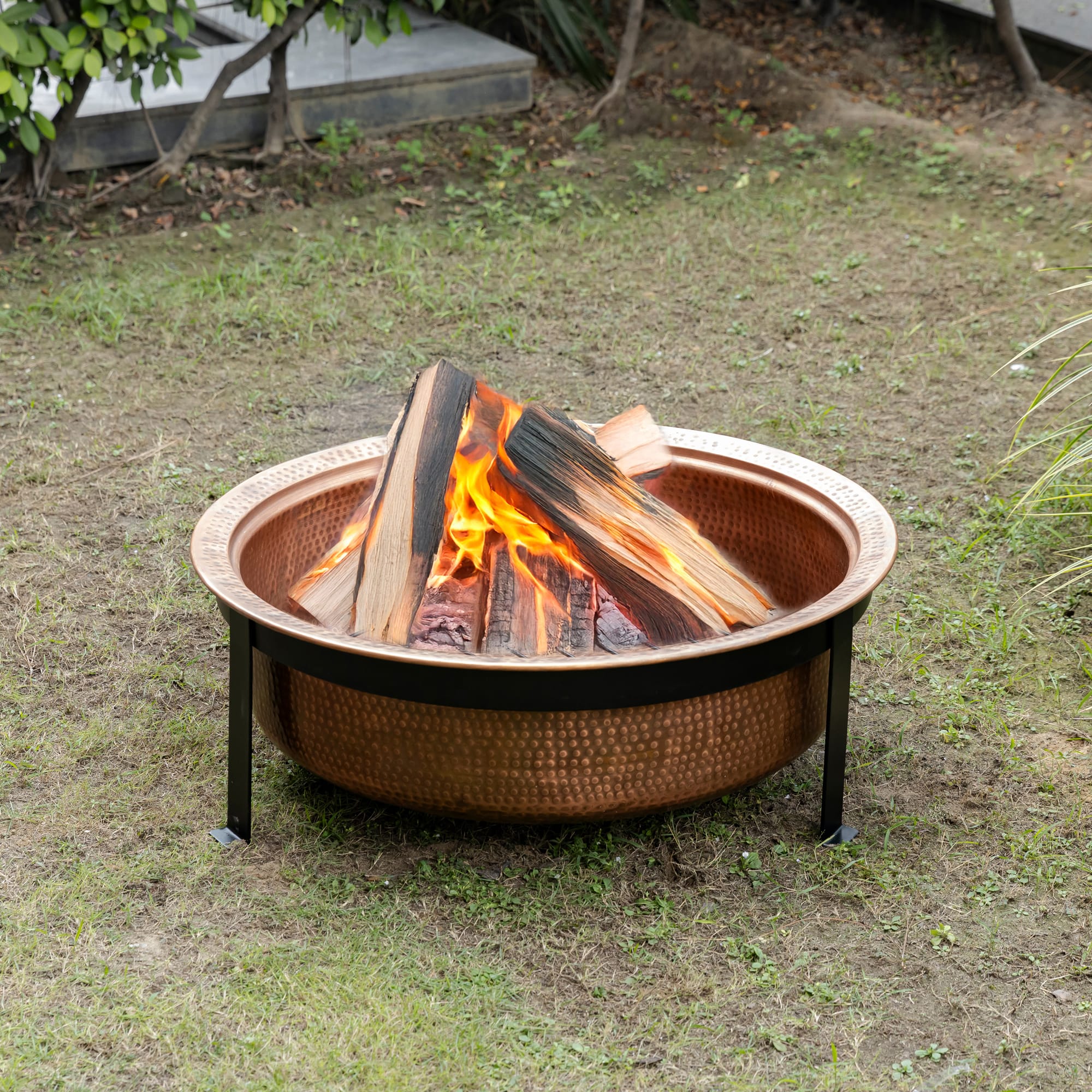 29.5 Inch Copper Fuoco Metal Kansa Large Outdoor Firepit 29.5 Inch Copper Fuoco Metal Kansa Large Outdoor Firepit